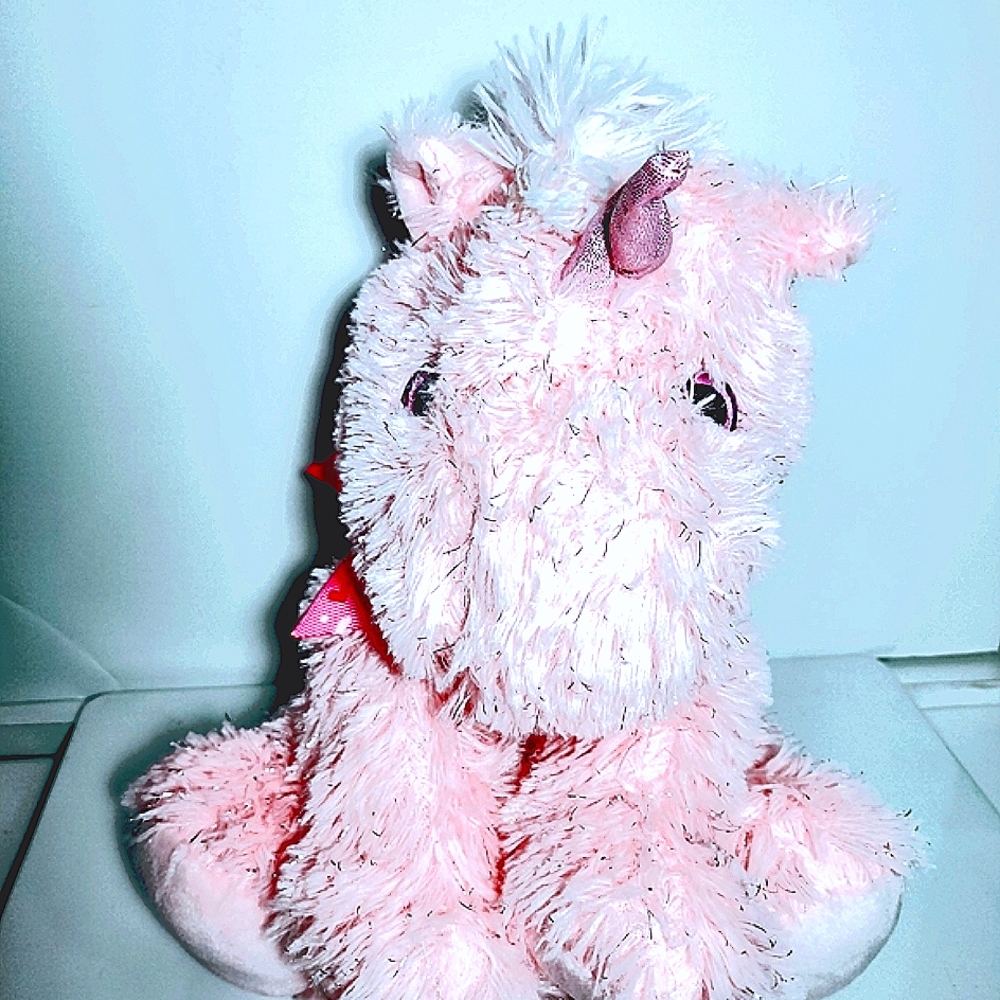 Pink Unicorn Stuffed Plush with Shimmers 12 1/2 -13 inches